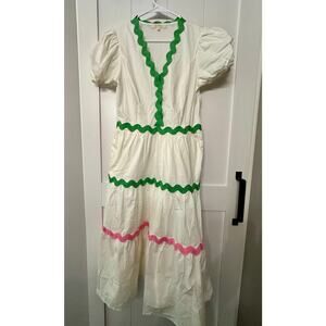 Fanco Life's A Party Cream Rickrack Midi Dress in size Small